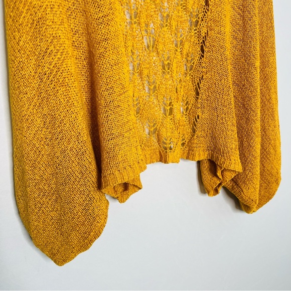 Anthropologie Mustard Yellow Crochet Open-Front Loose-Fit Cardigan. One Size. - Picture 9 of 12